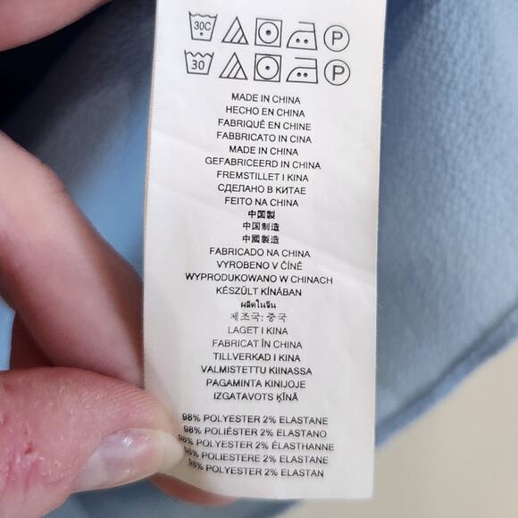 Michael Kors Colorblock Short Sleeve Layered Blouse Hi Low Hem Navy Blue Size XS - Picture 7 of 8